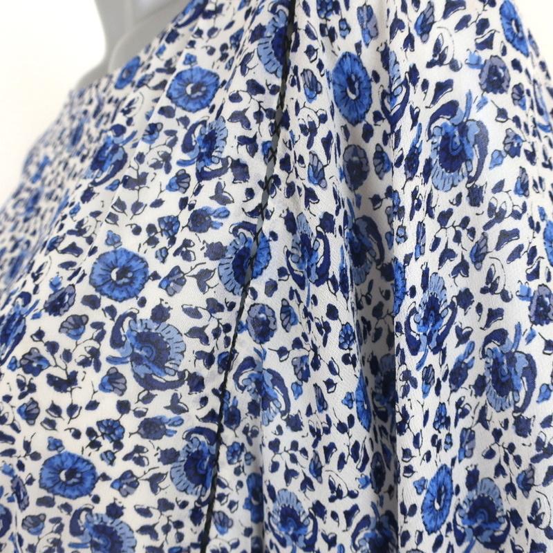 LoveShackFancy Blouse Nellie Blue Floral Print Silk Size Medium Long Sleeve Top available at CelebrityOwned.com img_3