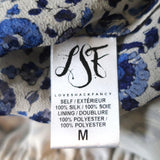 LoveShackFancy Blouse Nellie Blue Floral Print Silk Size Medium Long Sleeve Top available at CelebrityOwned.com img_7