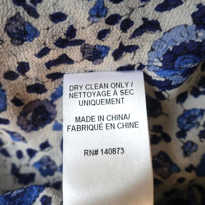 LoveShackFancy Blouse Nellie Blue Floral Print Silk Size Medium Long Sleeve Top available at CelebrityOwned.com img_8