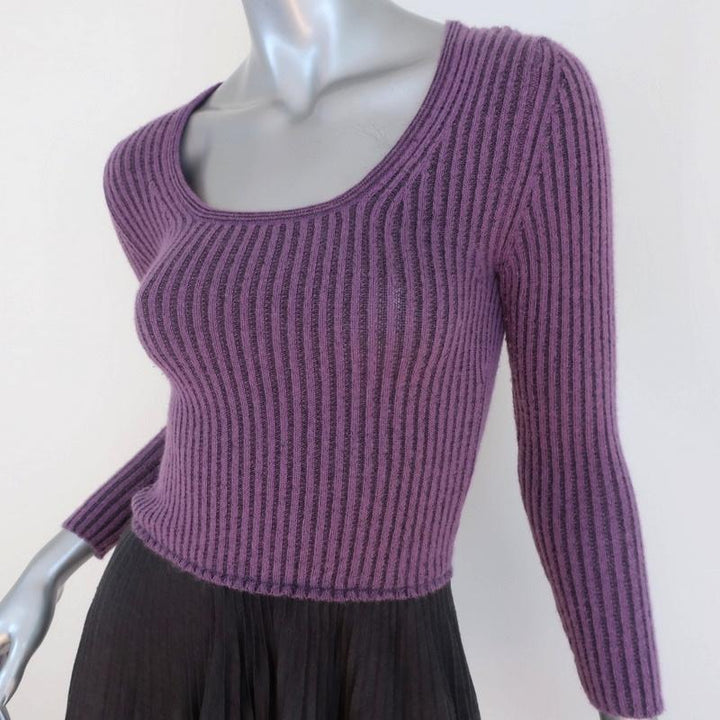 M Missoni Dress Purple Ribbed Knit Size 36 Tiered Pleated Hem available at CelebrityOwned.com img_3