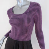 M Missoni Dress Purple Ribbed Knit Size 36 Tiered Pleated Hem available at CelebrityOwned.com img_3