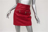 M Missoni Leather Mini Skirt Red Size 42 Asymmetric Zip