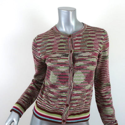 M Missoni Space Dye Cardigan Multicolor Wool-Blend Size 42 Crewneck Sweater available at CelebrityOwned.com img_1