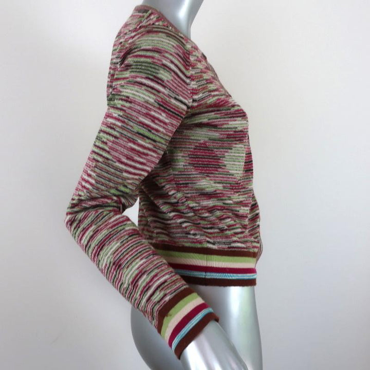 M Missoni Space Dye Cardigan Multicolor Wool-Blend Size 42 Crewneck Sweater available at CelebrityOwned.com img_5