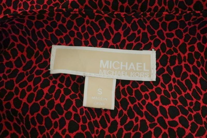 MICHAEL Michael Kors Dress Red Printed Chiffon Size Small Cascade-Sleeve Mini available at CelebrityOwned.com img_5