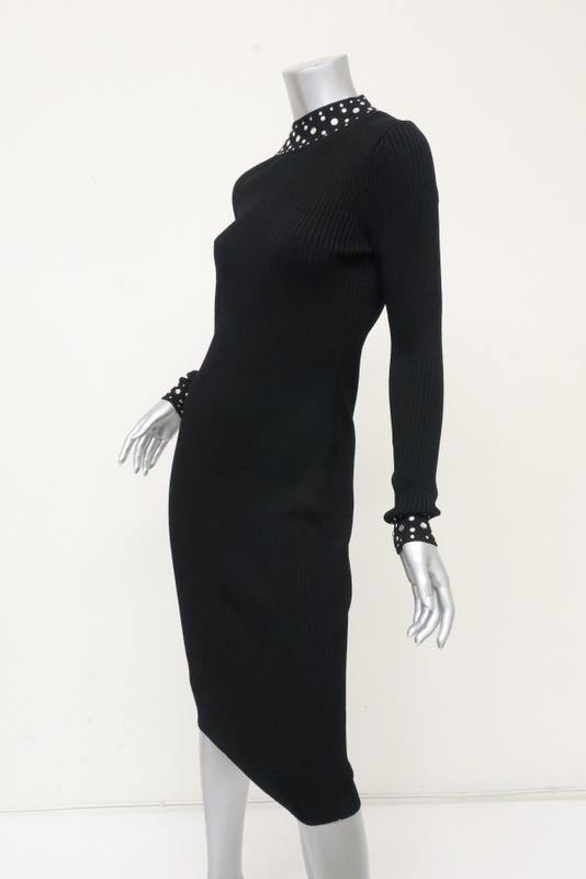 MICHAEL Michael Kors Embellished Sweater Dress Black Ribbed Knit Size Small NEW available at CelebrityOwned.com img_5