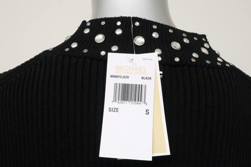 MICHAEL Michael Kors Embellished Sweater Dress Black Ribbed Knit Size Small NEW available at CelebrityOwned.com img_8