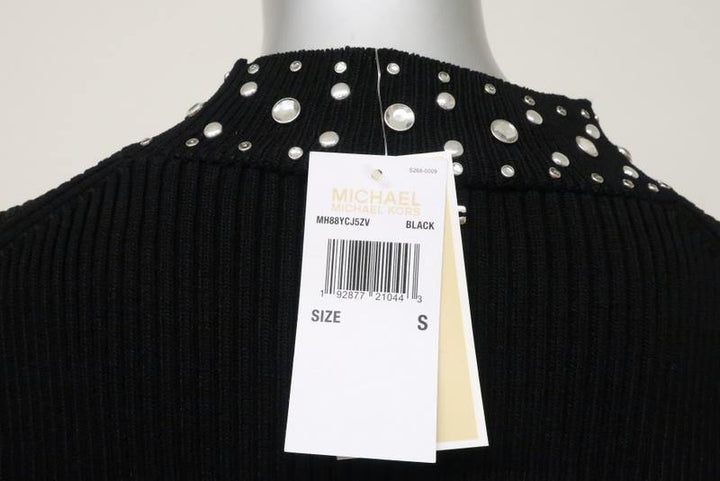 MICHAEL Michael Kors Embellished Sweater Dress Black Ribbed Knit Size Small NEW available at CelebrityOwned.com img_8
