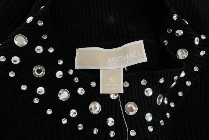 MICHAEL Michael Kors Embellished Sweater Dress Black Ribbed Knit Size Small NEW available at CelebrityOwned.com img_9