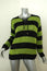MICHAEL Michael Kors Lace-Up Sweater Green/Navy Striped Cotton Knit Size Large