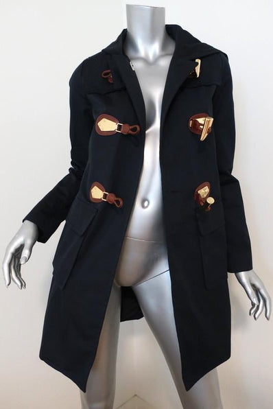 MICHAEL Michael Kors Toggle Duffle Coat Navy Cotton-Blend Size Extra Small available at CelebrityOwned.com img_1