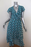 MICHAEL Michael Kors Wrap Dress Blue Floral Print Georgette Size Extra Small available at CelebrityOwned.com img_1