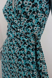 MICHAEL Michael Kors Wrap Dress Blue Floral Print Georgette Size Extra Small available at CelebrityOwned.com img_4