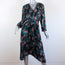 MISA Dress Kirna Black/Multi Floral Print Pleated Satin Size Extra Small NEW