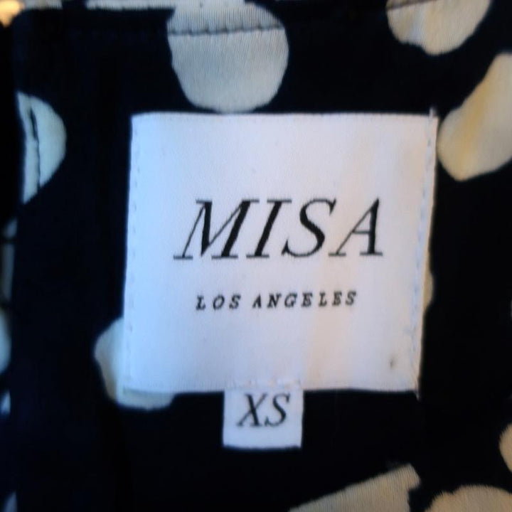 MISA Midi Dress Anali Navy/White Polka Dot Size Extra Small Cap Sleeve available at CelebrityOwned.com img_6