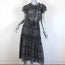 MISA Midi Dress Anis Grommet-Trim Black/White Printed Georgette Size Small