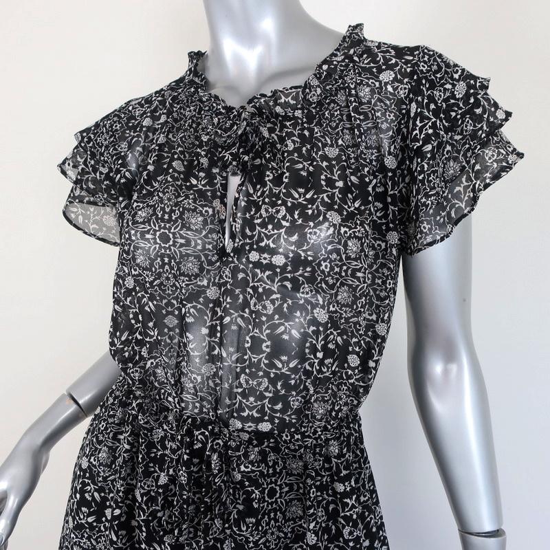 MISA Midi Dress Anis Grommet-Trim Black/White Printed Georgette Size Small available at CelebrityOwned.com img_3