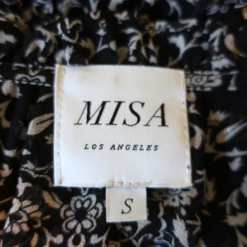 MISA Midi Dress Anis Grommet-Trim Black/White Printed Georgette Size Small available at CelebrityOwned.com img_8