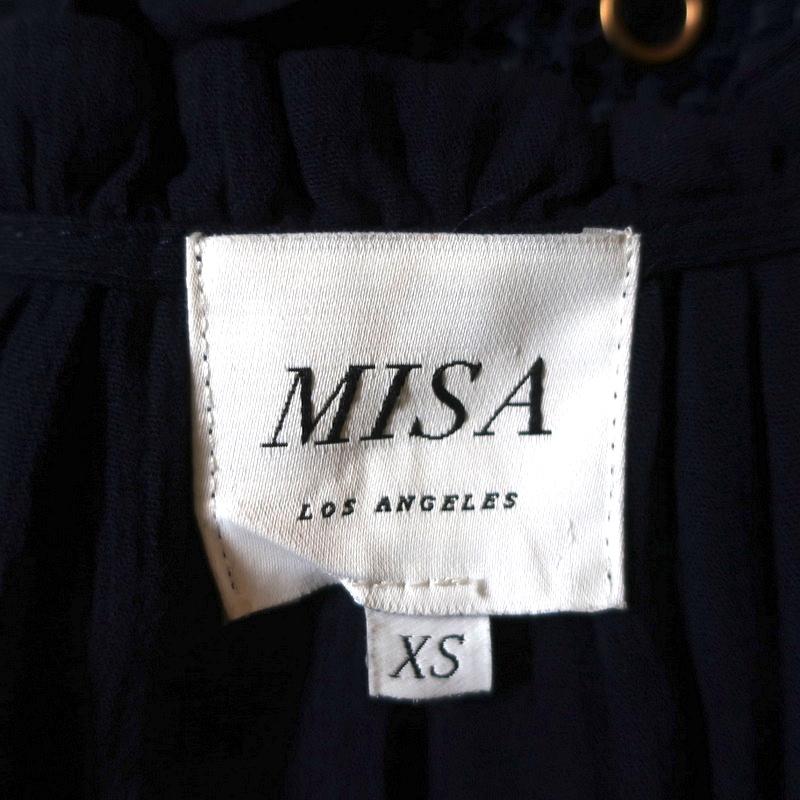 MISA Midi Dress Gabriella Navy Ruffled Rayon Size Extra Small Sleeveless available at CelebrityOwned.com img_6