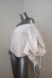 MISA Off the Shoulder Top Adeli White Cotton Size Extra Small Tie-Sleeve Blouse available at CelebrityOwned.com img_4