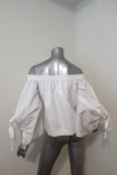 MISA Off the Shoulder Top Adeli White Cotton Size Extra Small Tie-Sleeve Blouse available at CelebrityOwned.com img_5