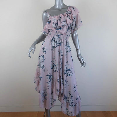 MISA One Shoulder Dress Alexandra Lilac Floral Print Chiffon Size Small NEW available at CelebrityOwned.com img_1