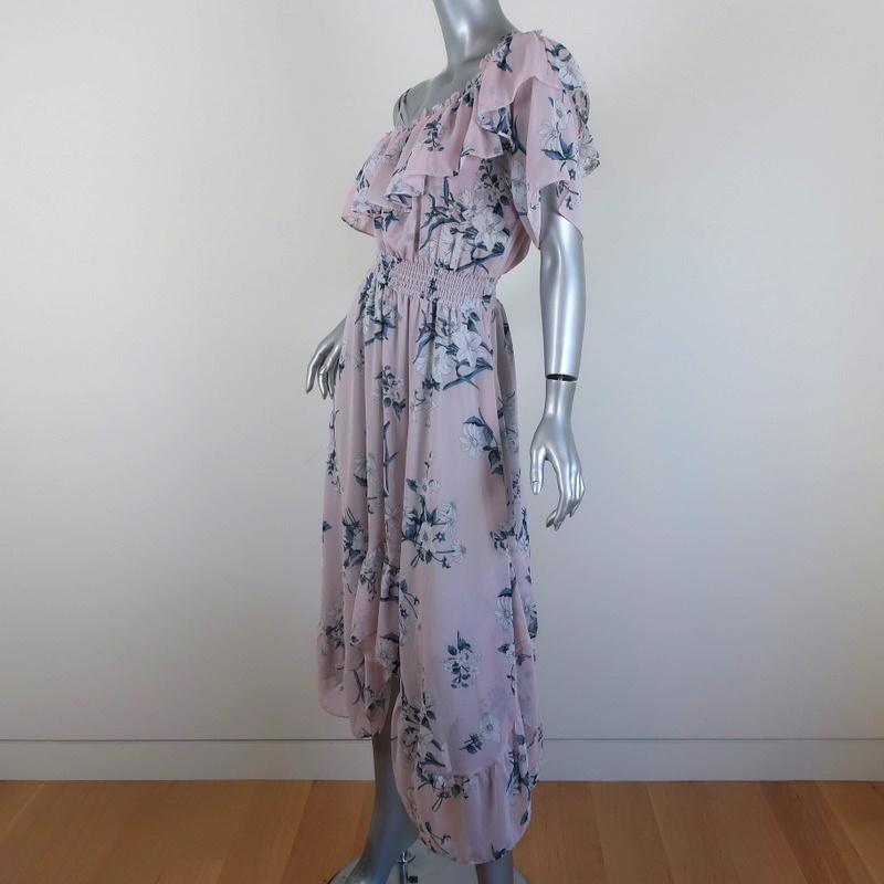 MISA One Shoulder Dress Alexandra Lilac Floral Print Chiffon Size Small NEW available at CelebrityOwned.com img_3