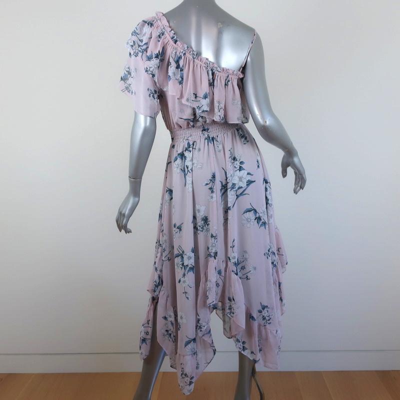 MISA One Shoulder Dress Alexandra Lilac Floral Print Chiffon Size Small NEW available at CelebrityOwned.com img_5