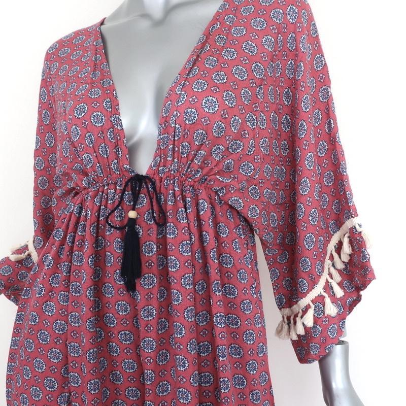 MISA Tassel Trim Maxi Dress Pink Printed Size Small Short Sleeve V-Neck-img_[image_position} from CelebrityOwned.com