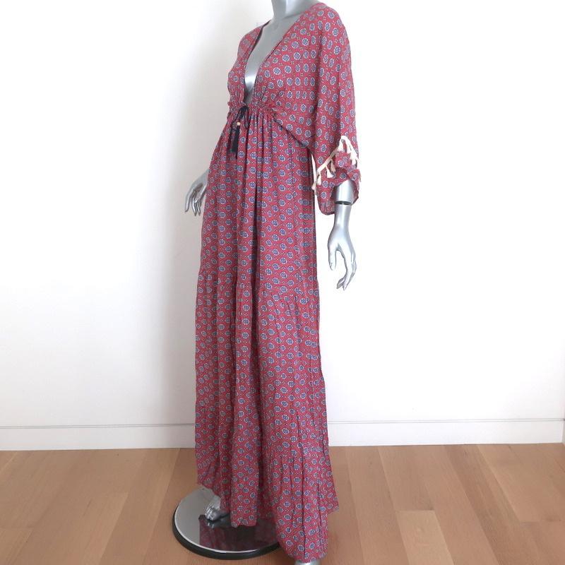 MISA Tassel Trim Maxi Dress Pink Printed Size Small Short Sleeve V-Neck-img_[image_position} from CelebrityOwned.com