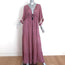 MISA Tassel Trim Maxi Dress Pink Printed Size Small Short Sleeve V-Neck