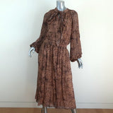 ML Monique Lhuillier Pussy Bow Midi Dress Leopard Print Georgette Size 10 available at CelebrityOwned.com img_1