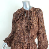 ML Monique Lhuillier Pussy Bow Midi Dress Leopard Print Georgette Size 10 available at CelebrityOwned.com img_2