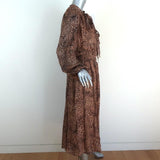 ML Monique Lhuillier Pussy Bow Midi Dress Leopard Print Georgette Size 10 available at CelebrityOwned.com img_4