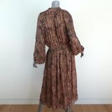 ML Monique Lhuillier Pussy Bow Midi Dress Leopard Print Georgette Size 10 available at CelebrityOwned.com img_5