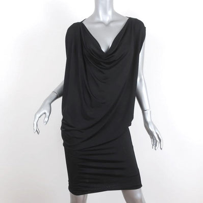 MM6 Maison Margiela Asymmetric Draped Dress Black Jersey Size Extra Small available at CelebrityOwned.com img_1