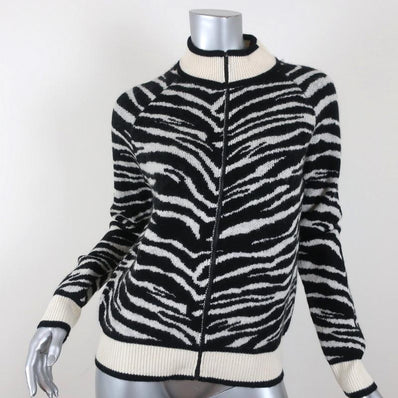 Madeleine Thompson Sweater Jacket Pongo Black/White Zebra Knit Size Small available at CelebrityOwned.com img_1