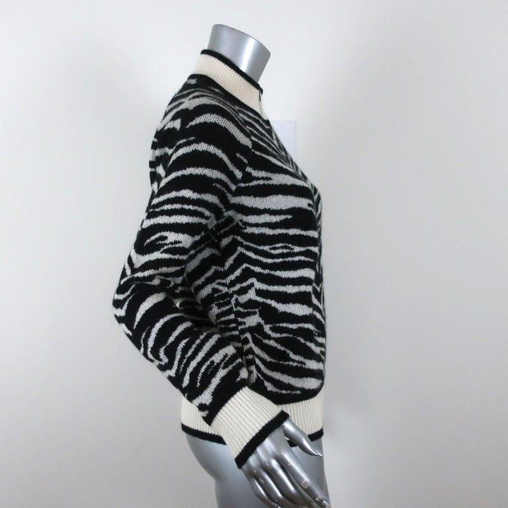 Madeleine Thompson Sweater Jacket Pongo Black/White Zebra Knit Size Small available at CelebrityOwned.com img_4
