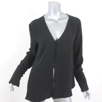 Magda Butrym Blouse Black Lace-Trim Silk Size 36 Long Sleeve Top available at CelebrityOwned.com img_1