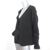 Magda Butrym Blouse Black Lace-Trim Silk Size 36 Long Sleeve Top available at CelebrityOwned.com img_3