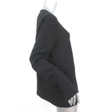 Magda Butrym Blouse Black Lace-Trim Silk Size 36 Long Sleeve Top available at CelebrityOwned.com img_4