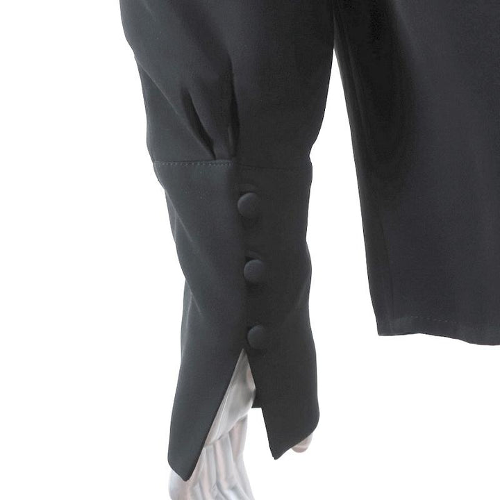 Magda Butrym Blouse Black Lace-Trim Silk Size 36 Long Sleeve Top available at CelebrityOwned.com img_6