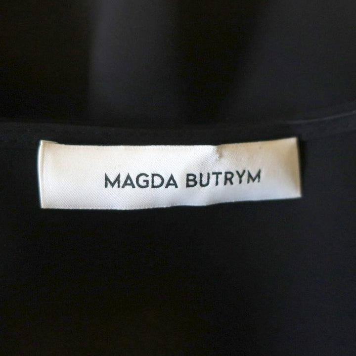 Magda Butrym Blouse Black Lace-Trim Silk Size 36 Long Sleeve Top available at CelebrityOwned.com img_7
