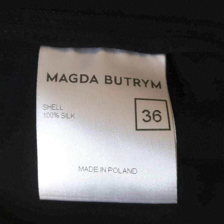 Magda Butrym Blouse Black Lace-Trim Silk Size 36 Long Sleeve Top available at CelebrityOwned.com img_8