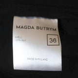 Magda Butrym Blouse Black Lace-Trim Silk Size 36 Long Sleeve Top available at CelebrityOwned.com img_8