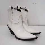 Maison Margiela Mexas Western Ankle Boots White Leather Size 36 Cowboy Booties available at CelebrityOwned.com img_1