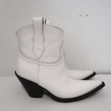 Maison Margiela Mexas Western Ankle Boots White Leather Size 36 Cowboy Booties available at CelebrityOwned.com img_2