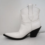 Maison Margiela Mexas Western Ankle Boots White Leather Size 36 Cowboy Booties available at CelebrityOwned.com img_6