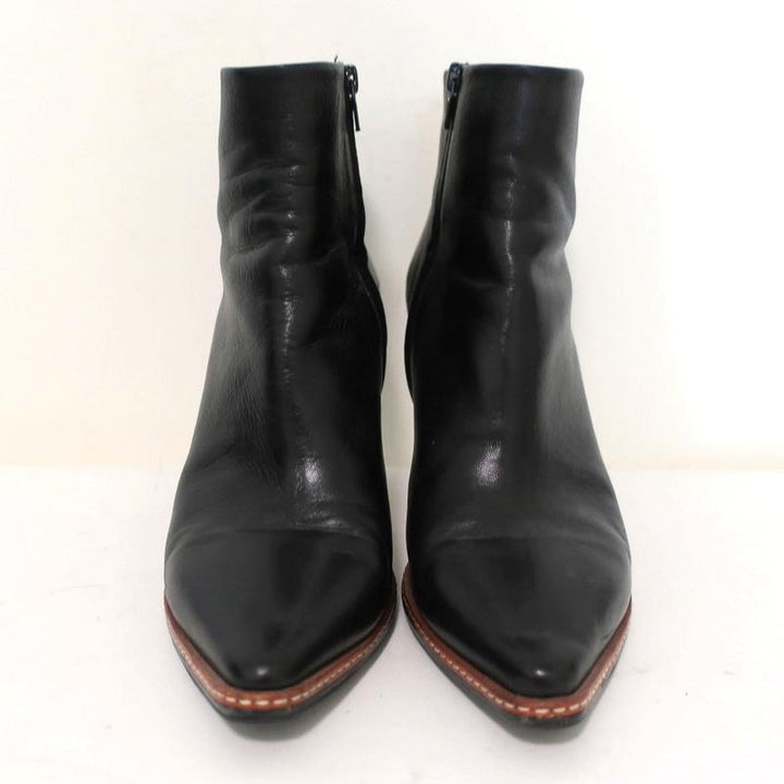 Maison Martin Margiela Pointed Toe Ankle Boots Black Leather Size 37.5 available at CelebrityOwned.com img_3