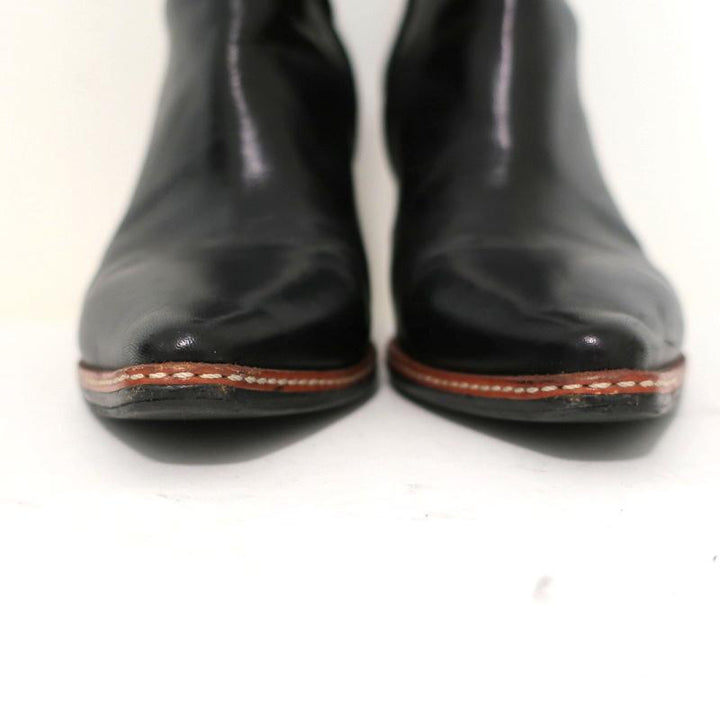 Maison Martin Margiela Pointed Toe Ankle Boots Black Leather Size 37.5 available at CelebrityOwned.com img_4